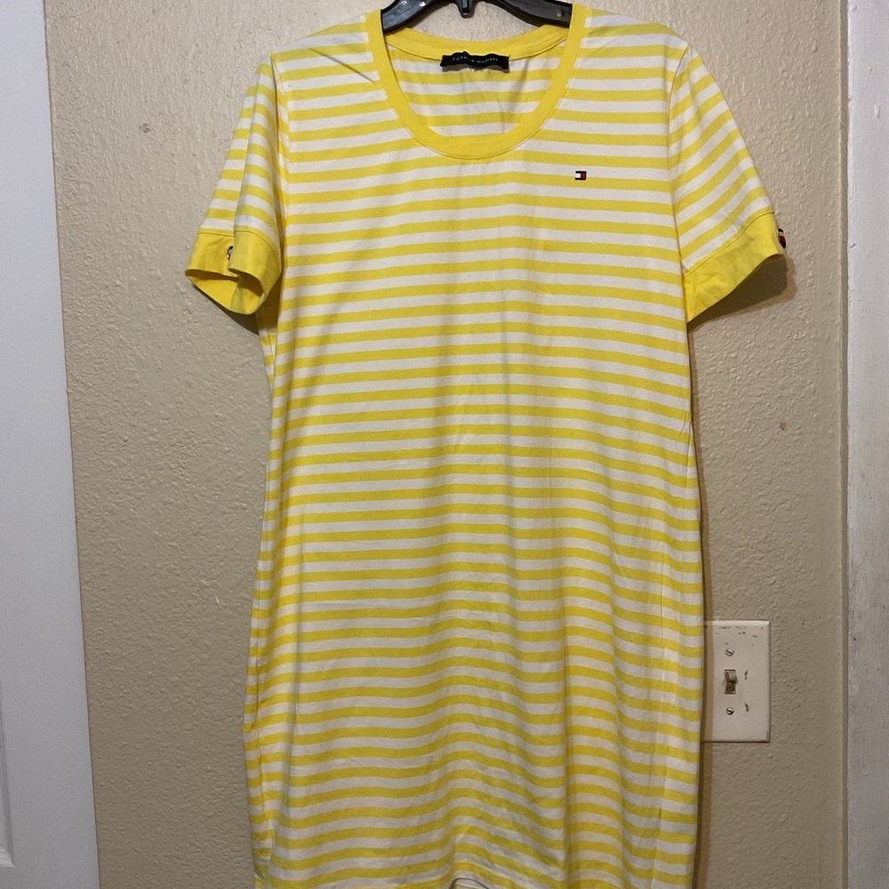 Tommy Hilfiger Yellow and White Striped Dress
